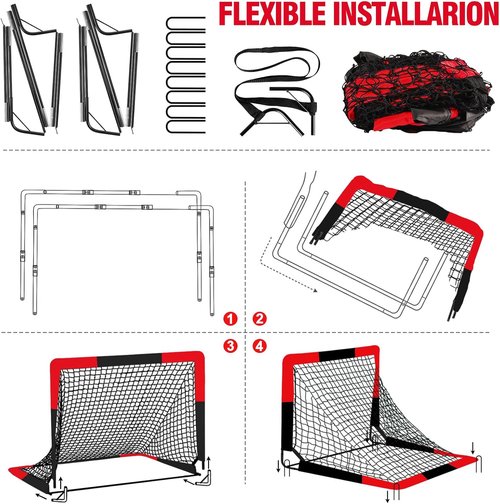 BORNEW Soccer Goals - Portable Pop Up 2 Pack for Backyard & Indoor Play | Sizes 7X5, 6X4, 4X3 ft