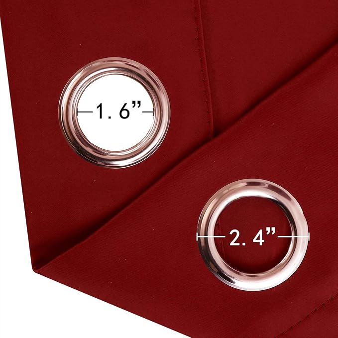 LEMOMO Blackout Curtains 66 x 54 Inch Long Red Curtains Set of 2 Panels Room