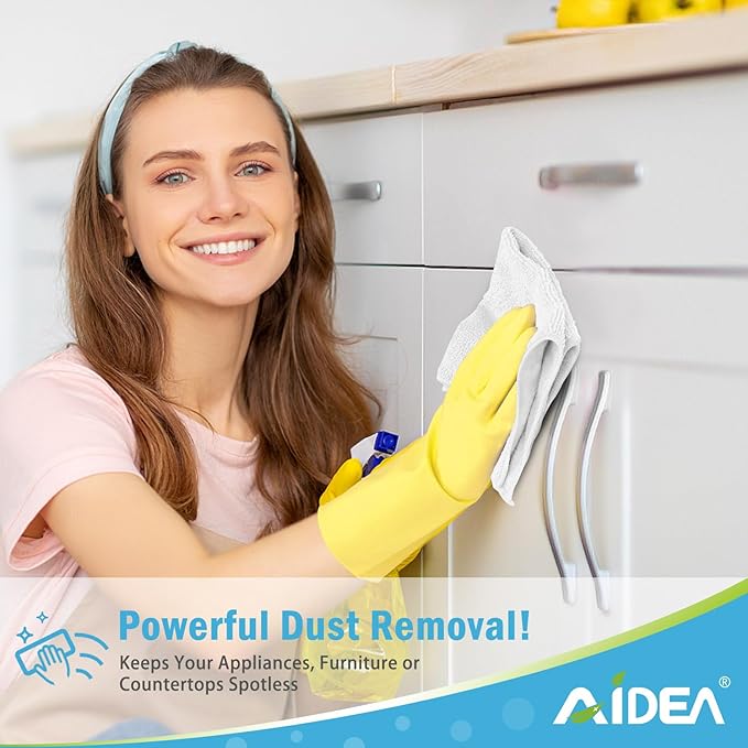 AIDEA Microfiber Cleaning Cloth 100PK, Soft Microfiber Towels for Cars, Absorbent Cleaning Rags, Lint-Free Streak-Free Wash Cloths for House, Kitchen, Window(12inx12in), White