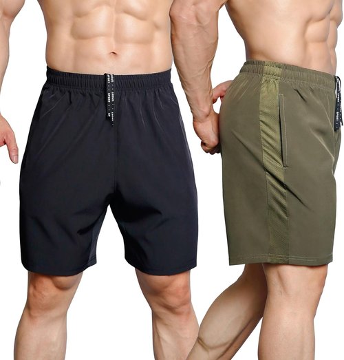 Gaglg Men's Athletic Shorts - Quick Dry 7" Running Shorts with Zipper Pockets | 2 Pack