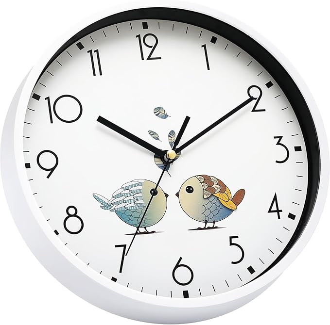 NUOVO 8 Inch Round Wall Clock Silent & Non-Ticking Retro Wall Clock Operated