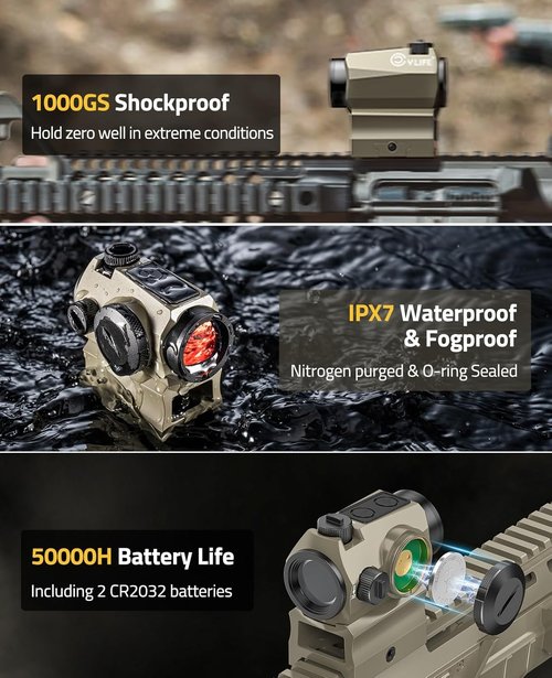 CVLIFE Red Dot Sight - Motion Awake 2 MOA Optics | IPX7 Waterproof, 50,000H Battery Life, 1x20mm