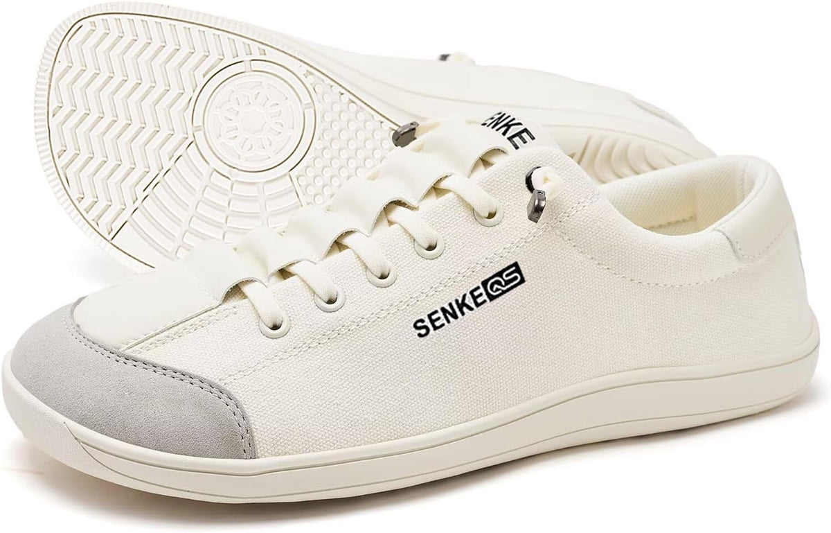 Skiennix Women's Wide Toe Box Shoes - Comfortable Barefoot Slip-On Loafers with Arch Support | Zero Drop Canvas Leather
