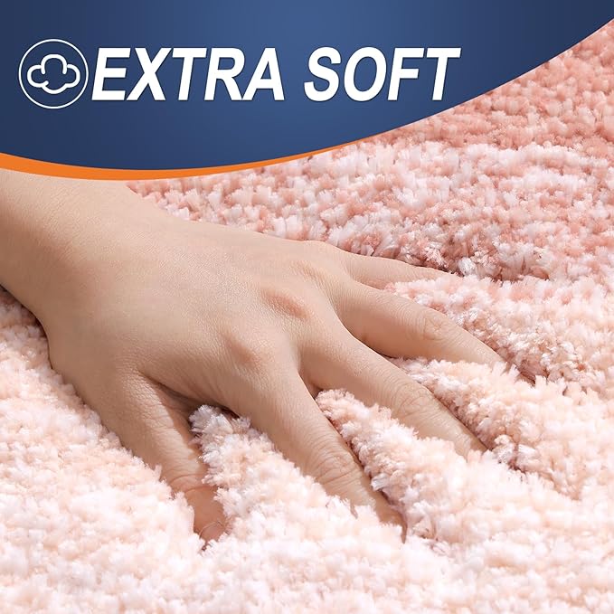 OLANLY Bathroom Rugs Mat 50x30, Extra Soft Absorbent Microfiber Bath Rugs, Rubber Backing, Quick Dry, Machine Washable Bath Mats for Bathroom Floor, Tub and Shower, Home Decor Accessories, Peach