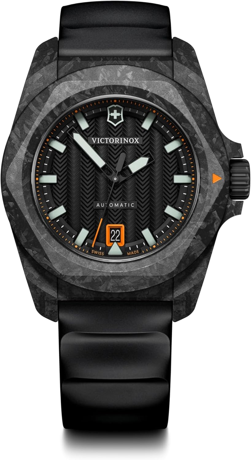 Victorinox I.N.O.X. Automatic Watch - Black Dial & Rubber Strap, 41mm | Durable & Stylish Timepiece