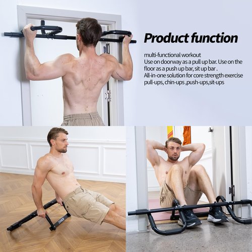 NOWAKE Pull up bar For Doorway,300lbs Heavy Duty Adjustable Width Portable Functional Ergonomic Design Door Frame Chin Up Bar With USA Patent For Home Fitness Workouts