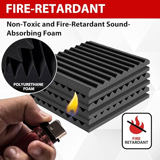 FONESO Acoustic Panels, High Density Soundproof Foam Panels, Fire Resistant