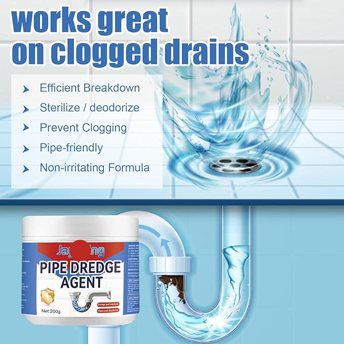 Drain Cleaner - Unclog Kitchen Sink, Bathroom Drain, Toilet, Hair & Grease Remover, Deodorizer, Safe for All Pipes(2PCS)