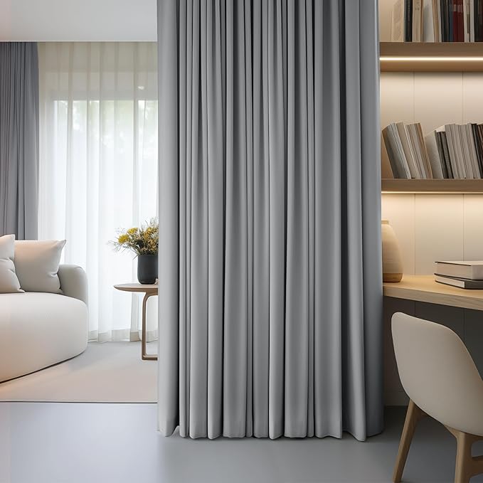 FMFUNCTEX 100% Dark Grey Blackout Patio Sliding Glass Door Curtains 84 inch