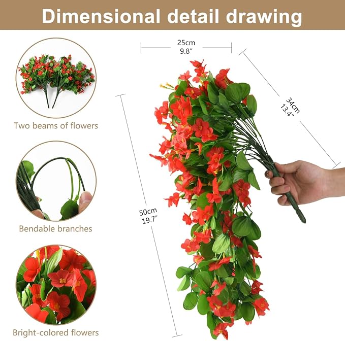 ZFProcess 2PCS Artificial Hanging Flowers, Fake Hanging Plants Violet Vines UV