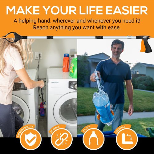 EZPIK Pro 43" Foldable Grabber Reacher Tool - Heavy-Duty Claw for Seniors | Ideal Trash Picker & Reaching Aid