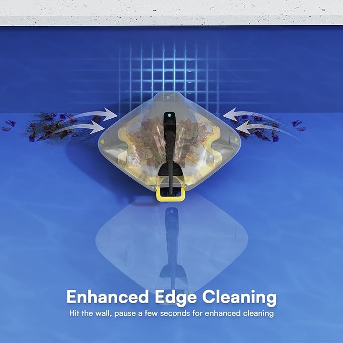 Cordless Robotic Pool Cleaner - Above Ground Pool Vacuum - 40W Strong Suction, Dual Cleaning System, 120-Min Runtime Up to 1614 Sq for Above Ground Pools and Inground Pools