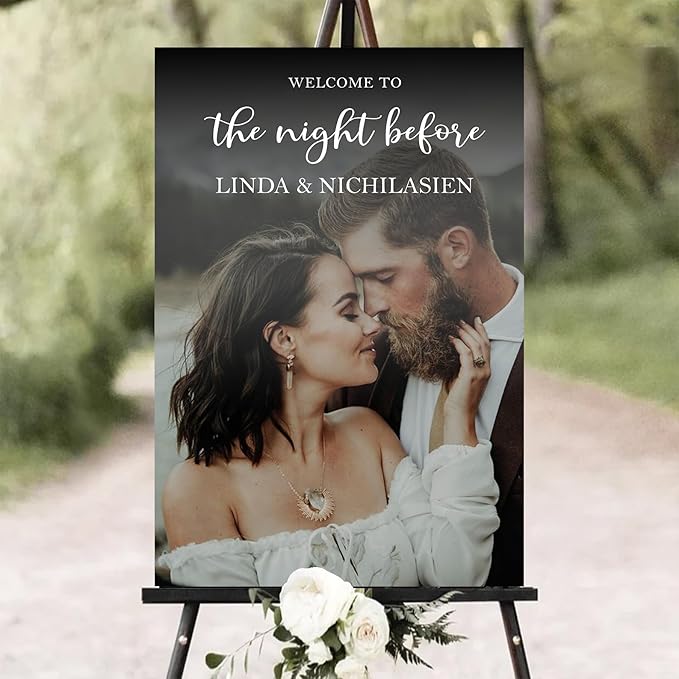 Personalized Rehearsal Dinner Welcome Sign, The Night Before Welcome Sign, Wedding Rehearsal Party Home Decor, Rehearsal Dinner Sign, Elegant Welcome Sign, Wedding Decorations Ceremony #8