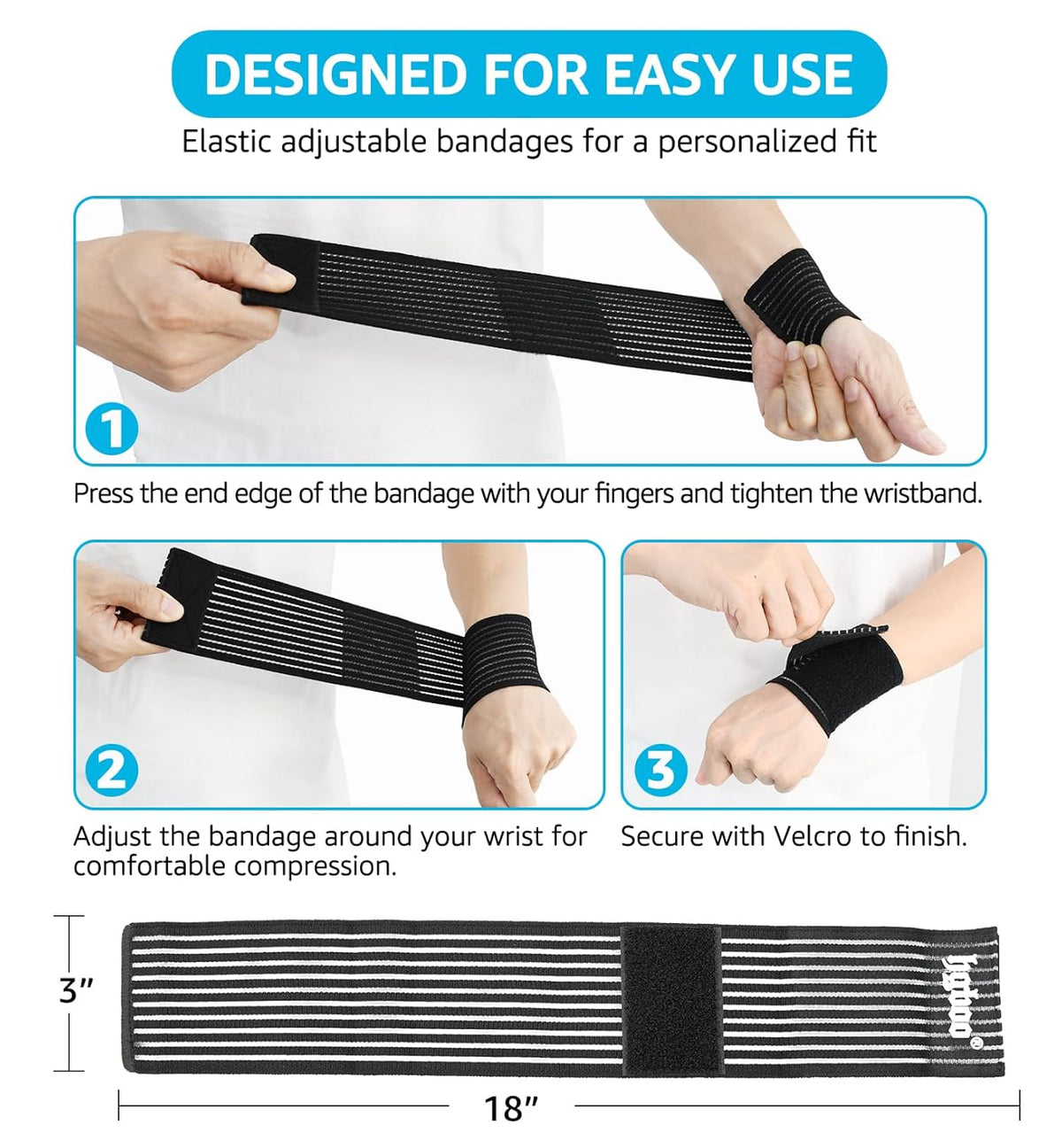 Skiennix Compression Wrist Bands - High-Elastic Straps for Sports & Weightlifting | 2 PCS, Breathable Black Fabric