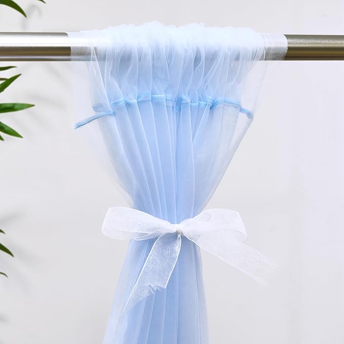 Baby Blue Tulle Backdrop Curtain for Parties Baby Shower Boys Light Blue Sheer Backdrop Curtains Drapes for Birthday Party Wedding Photo Shoot Background Decorations 2 Panels 5ft X 8 ft