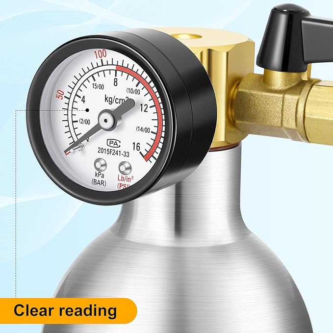 AC Flush Kit Air Conditioner System Flush Canister Kit AC Drain Line Cleaner Tool Conditioning Pipeline Set with Gauge, Air Fittings and Hose for Car Conditioner Pipe (Aluminum,Classic)