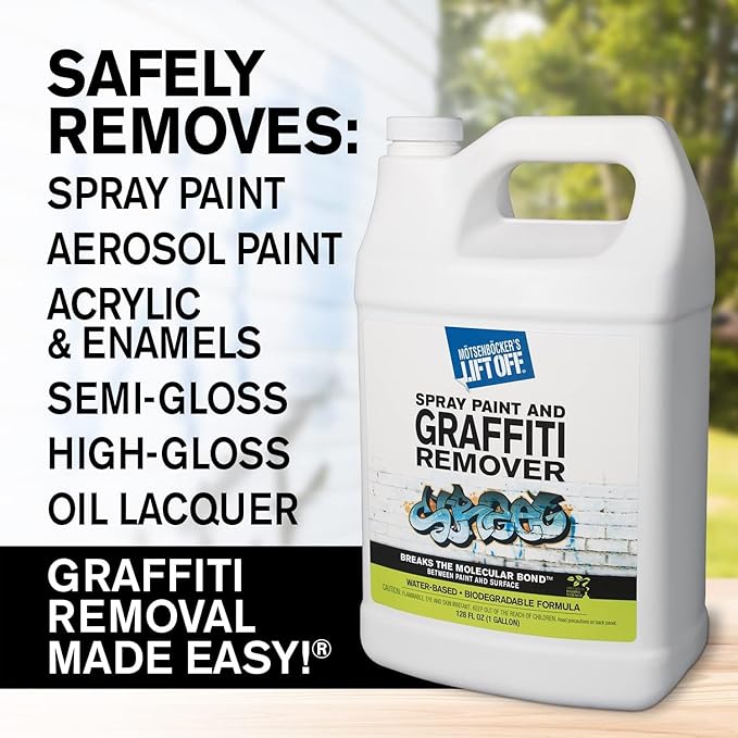 Motsenbocker's Lift Off 41201-4PK Spray Paint and Graffiti Remover – Removes Spray Paint, Acrylic, and Enamel – Safe for Wood, Metal, Concrete, Plastic – Water-Based Formula – 1 Gallon (Pack of 4)