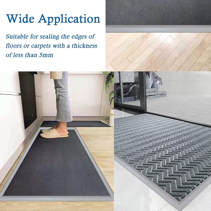Floor Transition Strip Self Adhesive Carpet & Flooring Transitions Edging Trim Strip PVC Threshold Transitions Suitable for Threshold Height Less Than 3mm (10Ft, Gray)