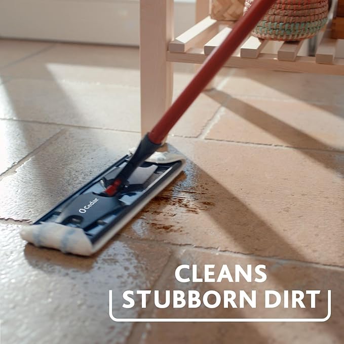 O-Cedar H2prO Flat Mop System | Quick Cleaning Tool | Clean with Clean Water | Machine Washable Reusable Microfiber Mop Pad | Safe on Wood Floors, Vinyl, Tile, Baseboards, Walls