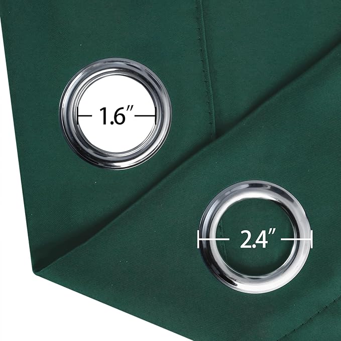 LEMOMO Blackout Curtains 52 x 120 Inch Long Dark Green Curtains Set of 2 Panels