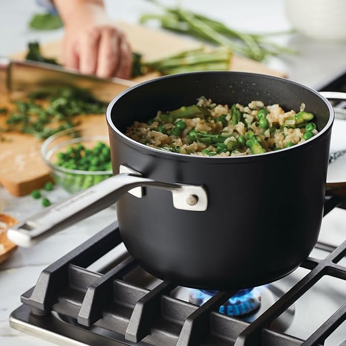 KitchenAid Hard Anodized Induction Nonstick Sauce Pan/Saucepan with Lid, 3 Quart, Matte Black