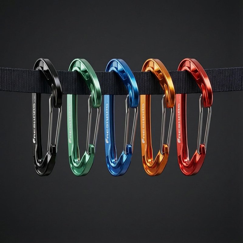 FresKaro Wire gate Carabiner Clips, 15kN WireGate Caribeener Heavy Duty, Caribeaner Spring Snap Hooks, D Ring, Strong, Lightweight, 4Pack for Keychain, Key, Gym, Outdoor Camping, Medium Size, Orange