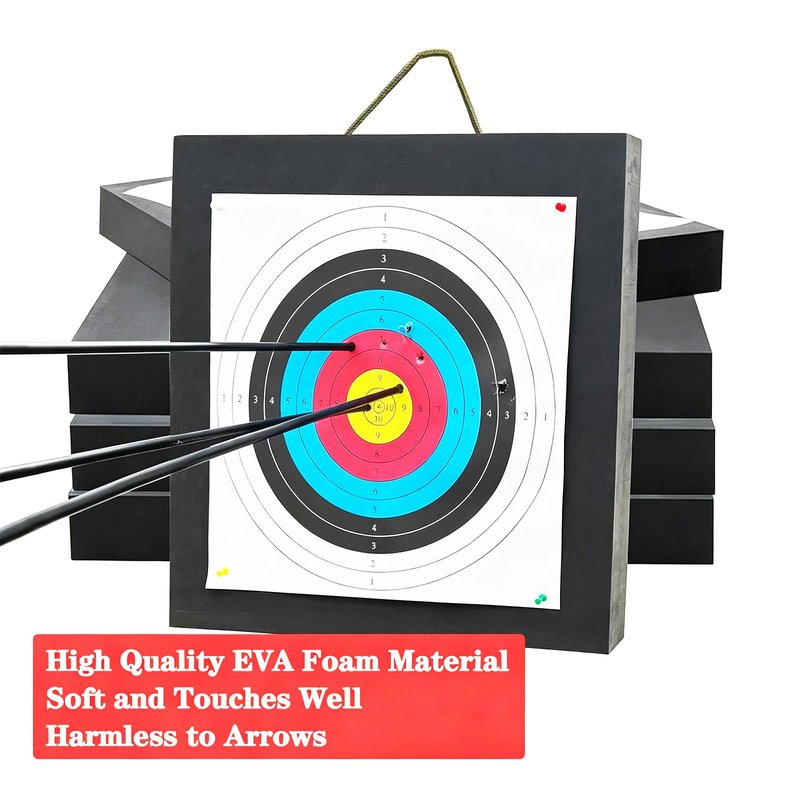 - QI HUO JU - 20'' Archery Foam Target Durable Bow and Arrows Targets for Backyard, High-Density EVA Foam Practice Shooting Targets for Adult & Youth, Include 5 Target Papers, 4 Pins