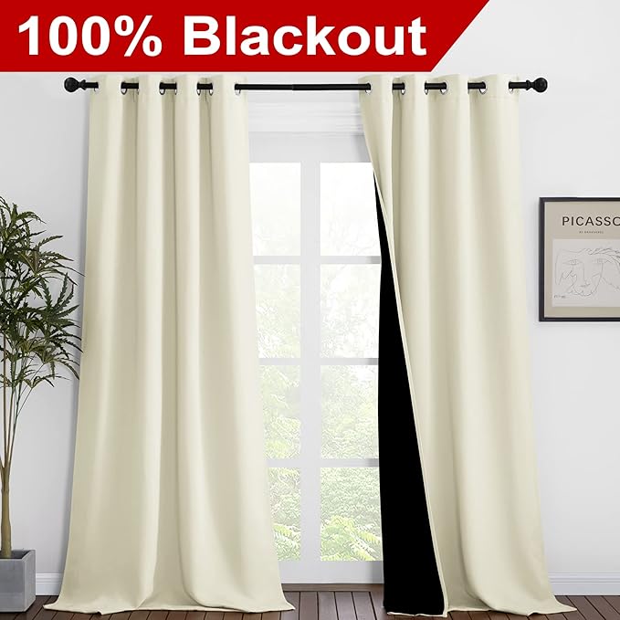 NICETOWN Thermal Insulated 100% Blackout Curtains, Noise Reducing Performance