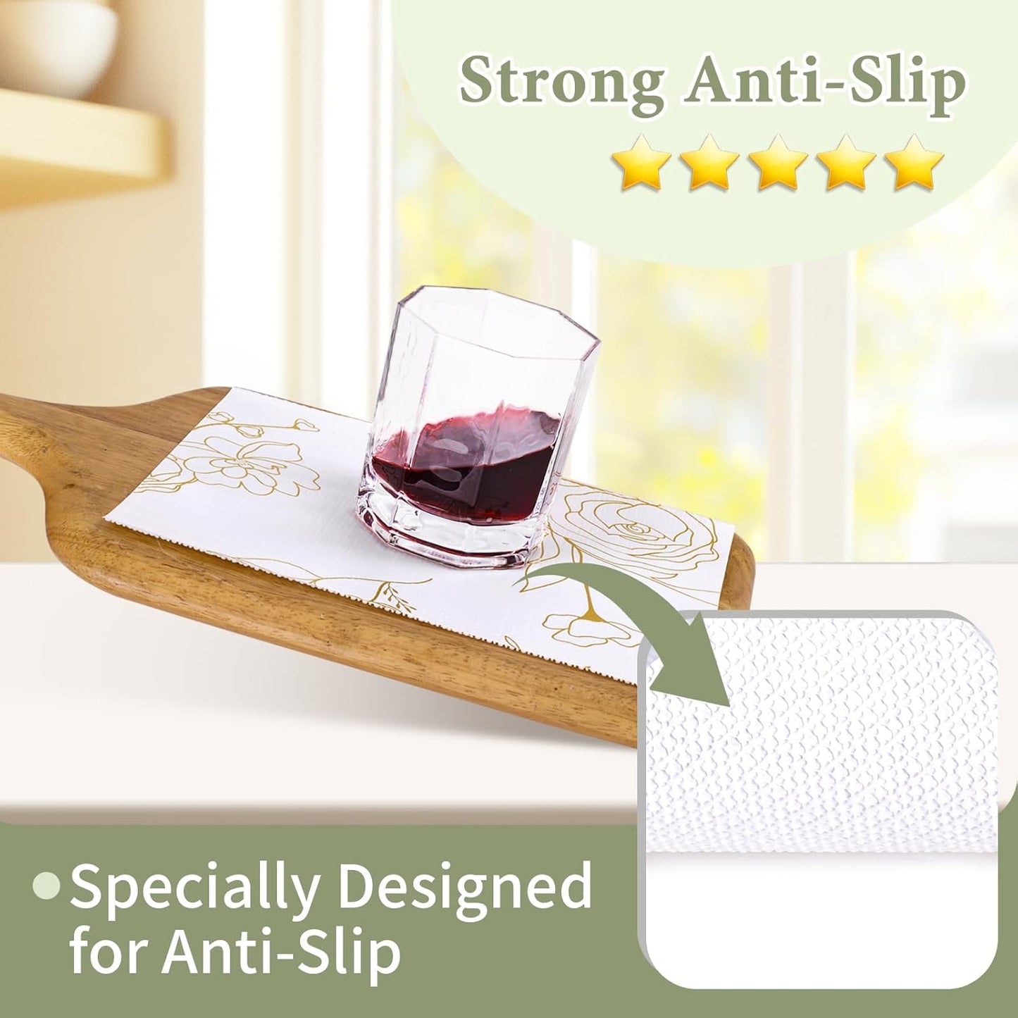 Shelf Liners for Kitchen Cabinets 17.5in x 30FT Non Adhesive Drawer Liner Gold Floral Thickened Shelf Liner Paper Strong Non-Slip Easy to Clean for Tool Box Refrigerator with Knife and Tape Measure