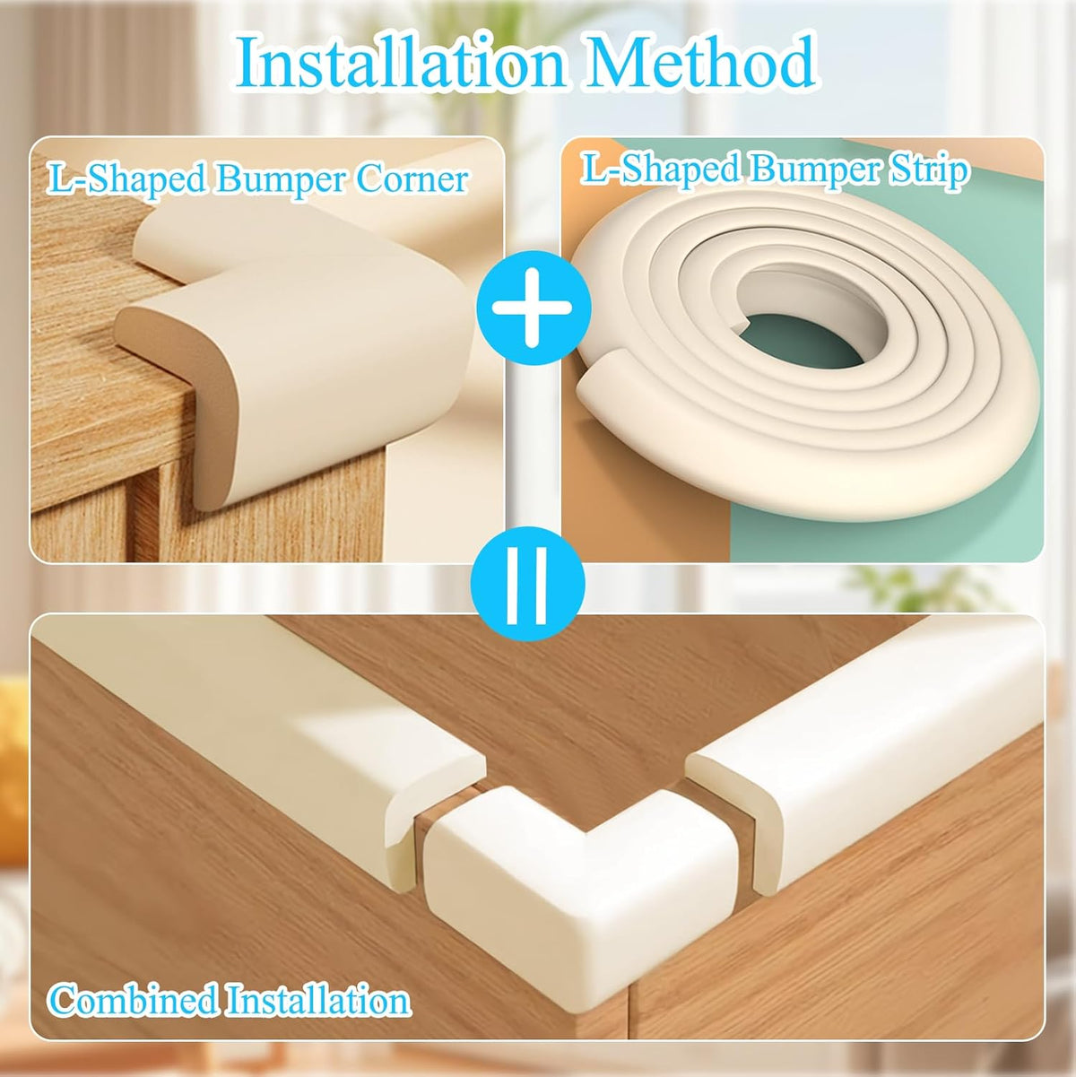 Baby Proofing Edge Corner Protector,1Roll L-Shape Soft Cabinet Door Bumper Corner Strip,4 Furniture Safety Bumper Corner Guards,Wall Protector,Self Adhesive,for Nursery,Fireplace,Kitchen,Table