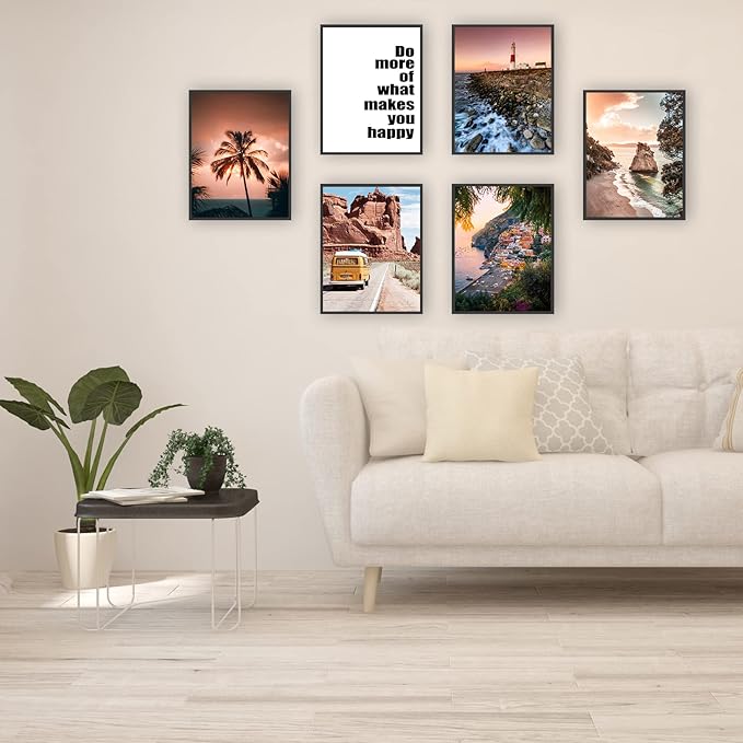 HoozGee Travel Wall Art Prints Seascape Palm Poster Wall Decor Nature Landscape City Coastal Road Scenery Pictures Canvas Photography Photos Home Bedroom Decor (11"x14" UNFRAMED)