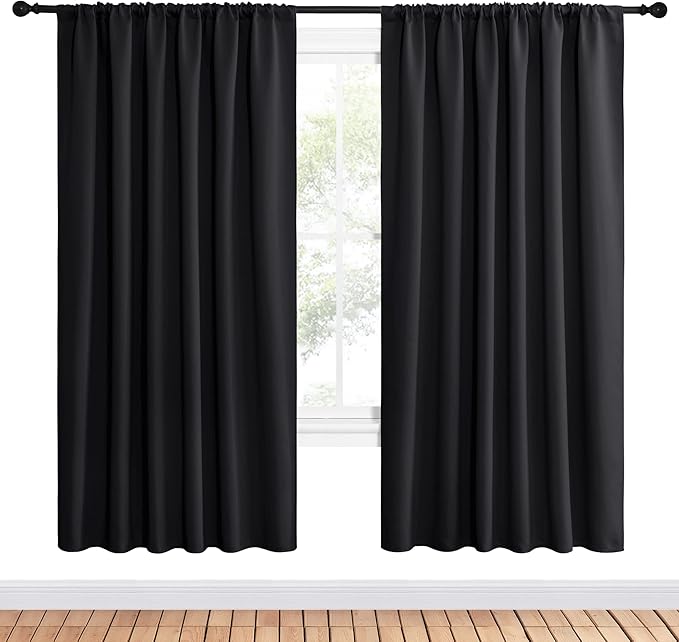 NICETOWN Black Blackout Curtain Blinds