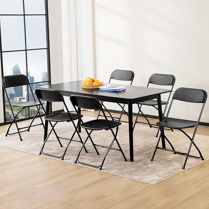 Sweetcrispy Folding Chair 16 Pack, Plastic Foldable Chairs with 330-Pound Capacity, Sturdy Metal Portable Chair, Easy to Use and Store, Outdoor and Indoor, for Home, Office, Party, Comfy, Black