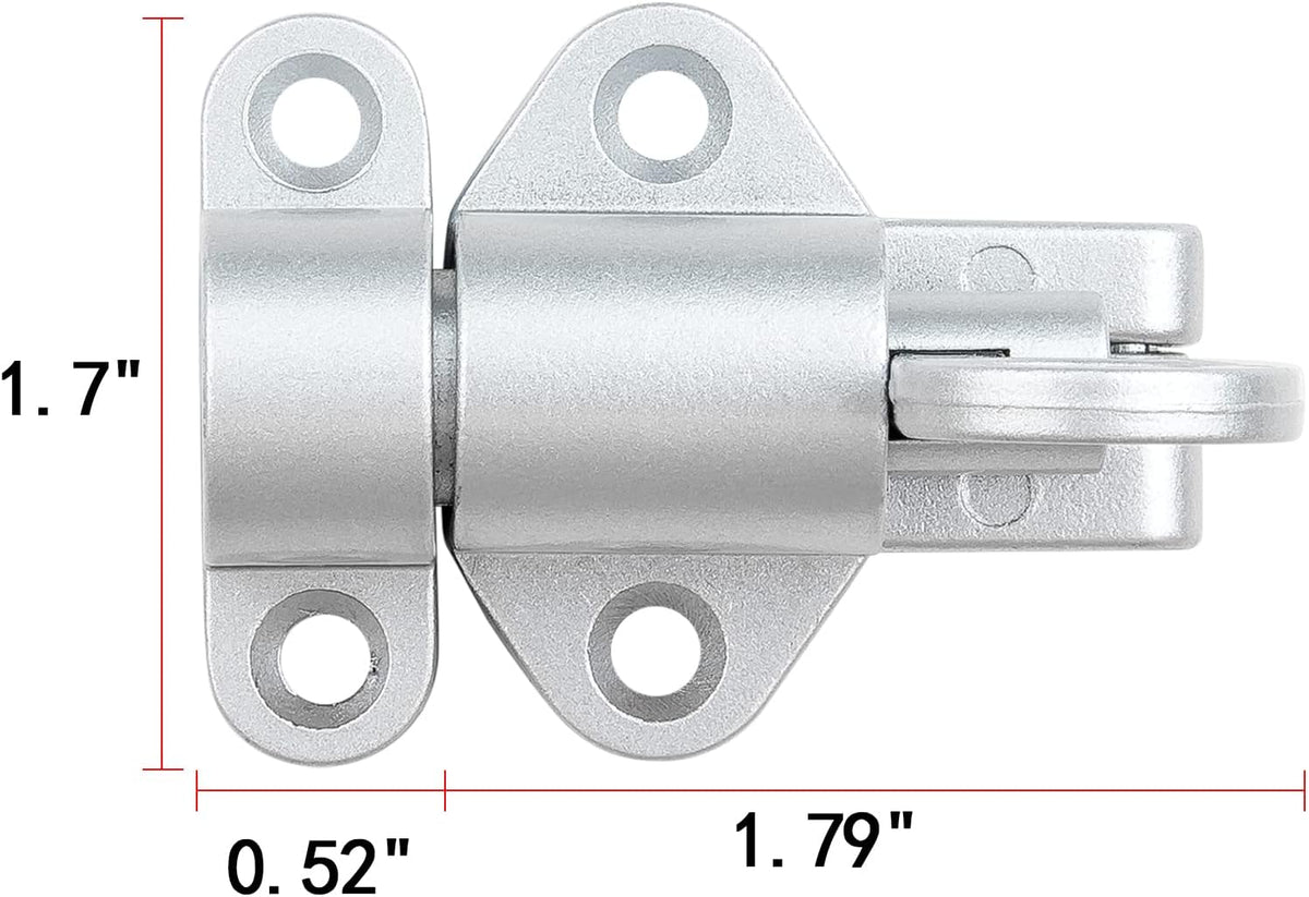 3 Packs Self-Closing Latches，Silver Gray Spring Door Lock，Resilient Bolt Latch Aluminum Alloy Safety Automatic Spring Barrel Slide Door Lock with Screws,Used for Gate,Window and Cabinet etc