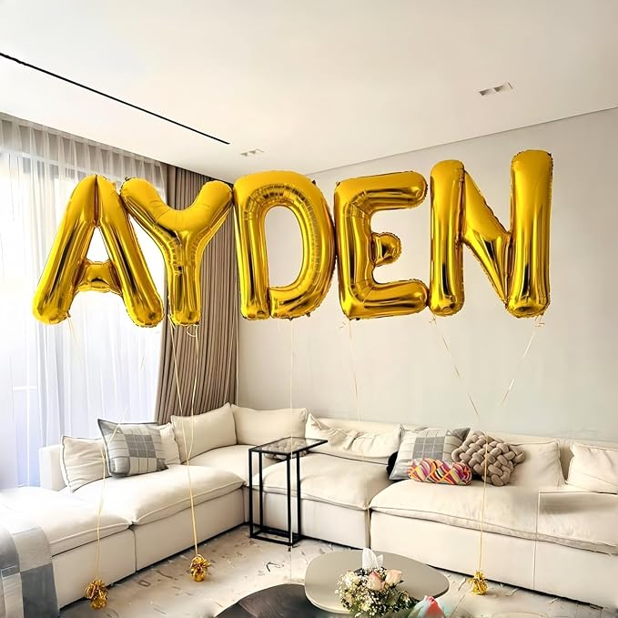 Giant C Alphabet Name Balloon, Gold Self Inflating Custom Letter Balloons Birthday Decor, 40 Inch Helium Mylar Foil Word Balloons Letters for Girls Men Anniversary Party Graduation Decoration Supplies