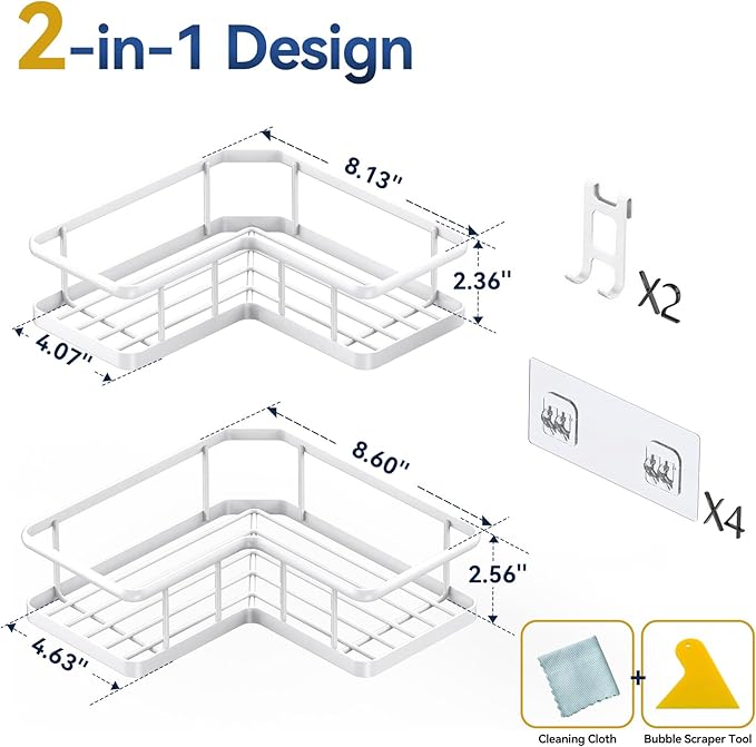 YASONIC Shower Caddy Corner, No Drilling Shower Organizer Corner