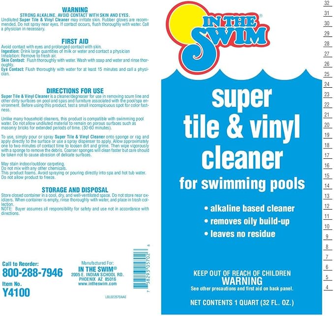 In The Swim Super Pool Tile and Vinyl Cleaner - Oil and Grime Remover - Alkaline Based - 1 Quart