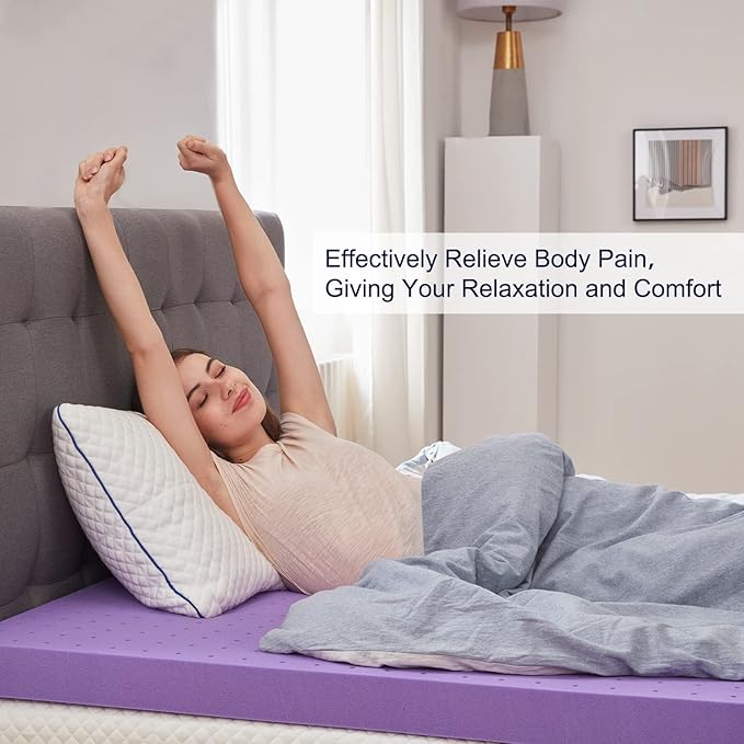 SINWEEK 2 Inch Gel Memory Foam Mattress Topper Ventilated Soft Pressure Relieve Mattress Pad, Breathable Bed Topper, CertiPUR-US Certified, Twin Size
