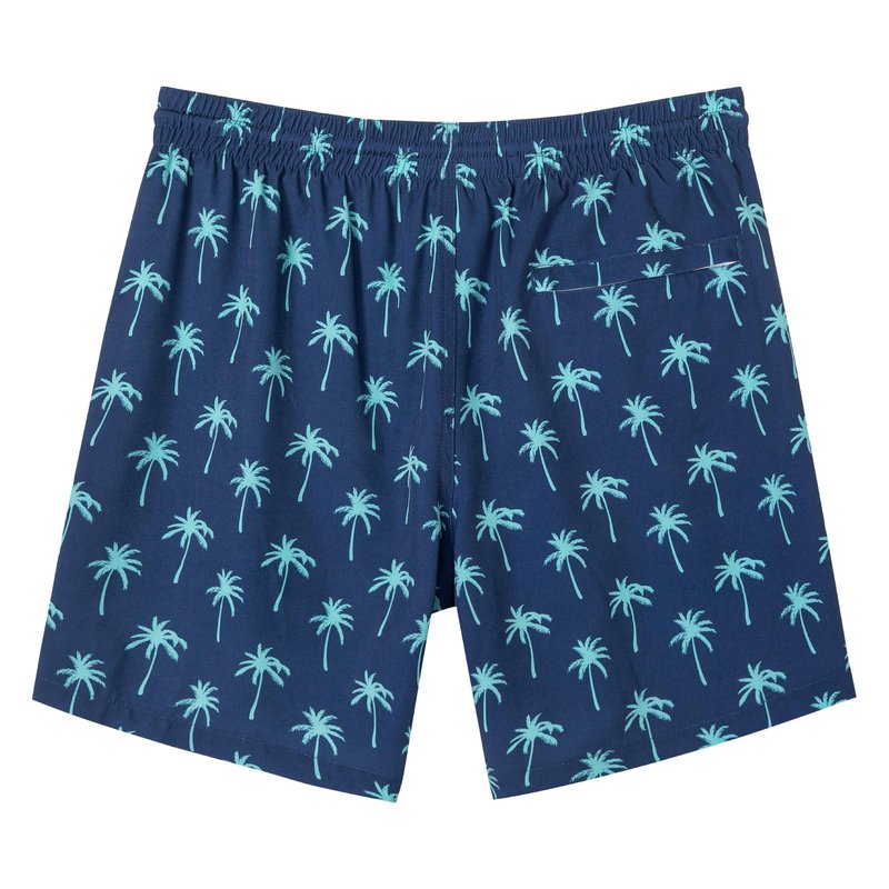 SURF CUZ Mens Swim Trunks with Compression Liner Quick Dry Swim Shorts 7" Swimming Trunks Stretch Bathing Suit Zipper Pockets,Beachside Palms,XS