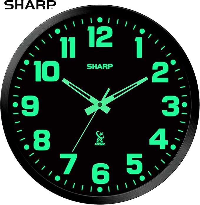 Sharp Glow in the Dark Atomic Analog Wall Clock