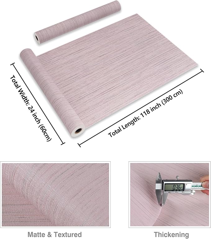 CRE8TIVE Pale Pink Grasscloth Peel and Stick Wallpaper