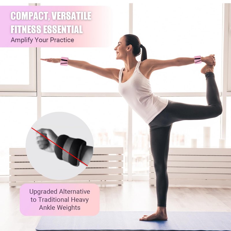 Wrist Ankle Weights for Women Set of 2, Adjustable Silicone Weighted Bangles, Wearable Ultra-durable Strips Weight Bracelet 2 lbs for Yoga, Pilates, Barre, Walking, Arm & Leg Workout