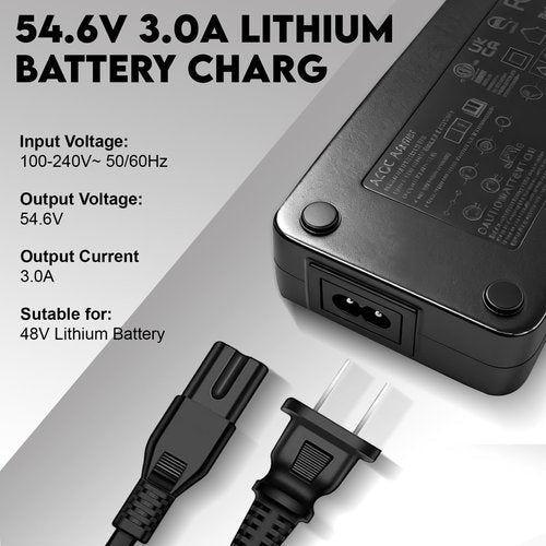 54.6V 3A Fast Battery Charger for Electric Scooter, Hoverboard, E Scooter, Electric Ebike, Universal 7-in-1 Replacement for 48V Lithium Battery 100-240V Input,Compatible with Segway, Volpam, Jetson