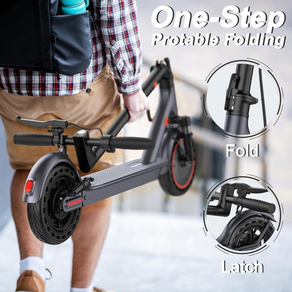 VOLPAM Electric Scooter for Adults - 500W Motor, 23 Miles Range, 19 MPH Speed | 10" Foldable Design