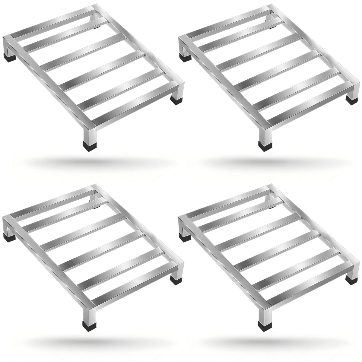 Zepkouel 4 Pack Dunnage Rack,15.7"X11.8"X3.5" Stainless Steel Dunnage Racks,Kitchen Basement Garage Storage Racks,1000 lbs Capacity (4)