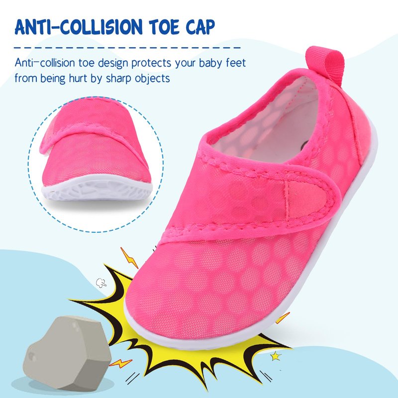 LeIsfIt Toddler Water Shoes Boys Girls Barefoot Aqua Socks Kids Breathable Quick-Dry Swim Shoes for Beach Pool Surf, Rose, 9 Toddler