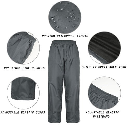 JAEZZIY Rain Suits for Men Women Waterproof Lightweight Hooded Breathable Rain Gear Raincoat for Fishing Hiking Cycling (Grey L)