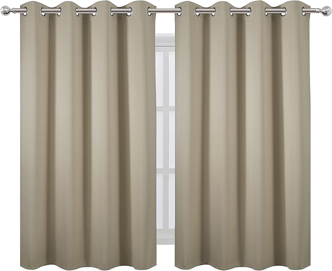 LEMOMO Blackout Curtains 52 x 45 inch/Beige Curtains Set of 2 Panels/Thermal