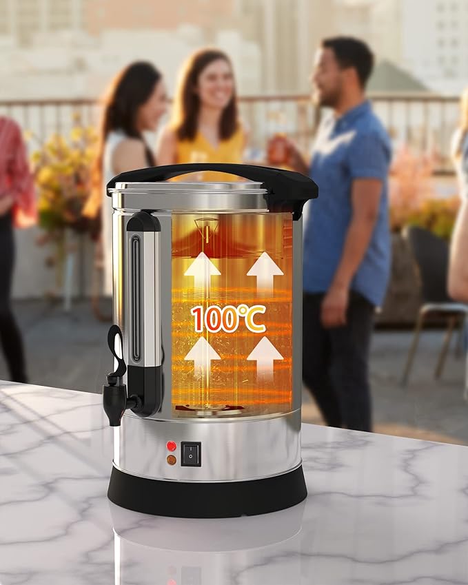 100 Cup Commercial Coffee Maker, [Quick Brewing] [Food Grade Stainless Steel] Large Coffee Urn Perfect For Church, Meeting rooms, Lounges, and Other Large Gatherings-14 L,Silver