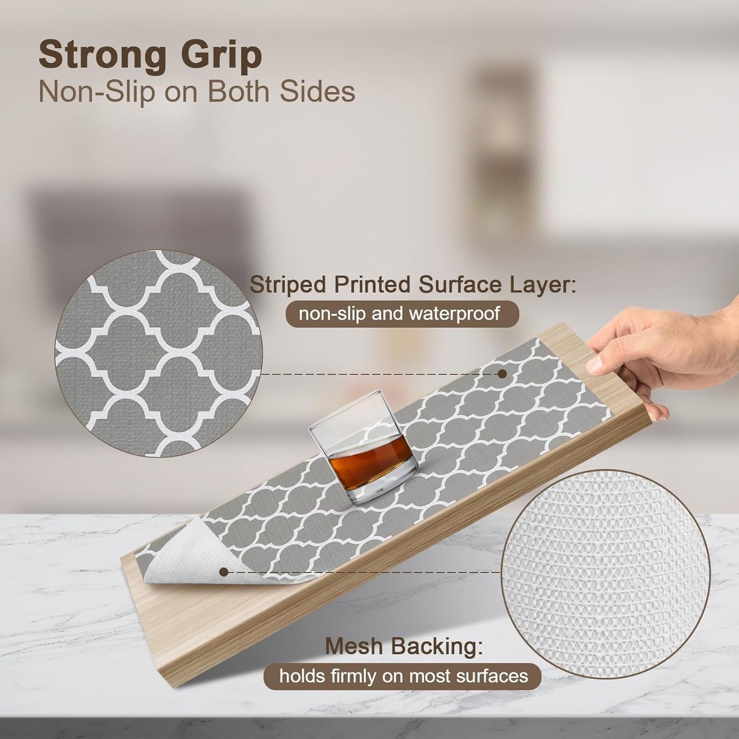 OcePor Non-Adhesive Drawer and Shelf Liner 24IN x 30FT，Non Slip Cabinet and Cupboard Liner, Kitchen Cabinet Liners for Shelves, Waterproof Drawer Shelf Liners for Cabinets/Bathroom Cupboard